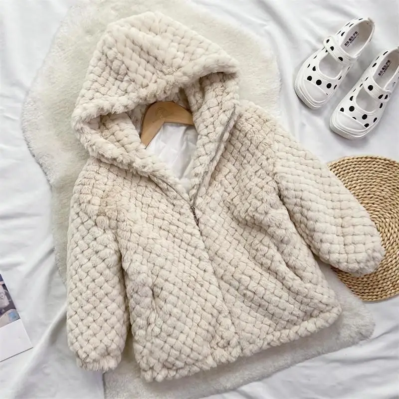 

Girls Baby's Kids Coat Jacket Outwear 2022 Hairy Velvet Thicken Winter Autumn Overcoat Top Outdoor Teenagers Children's Clothing