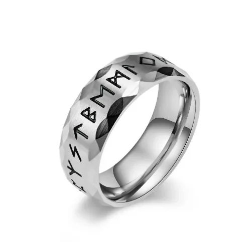 Vintage Nordic Viking Pirate Rune Stainless Steel Antique Rings Fashionable Men and Women Talismans Couple Party Jewelry Gifts 6