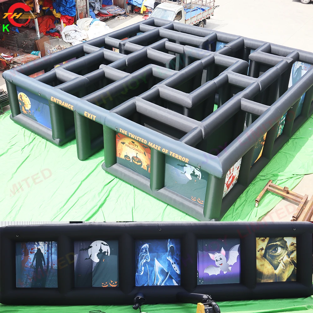 

Free Shipping 8x8m Halloween Inflatable Maze Tag Halloween Scary Full Printing Haunted House Sport Gamefor Sale