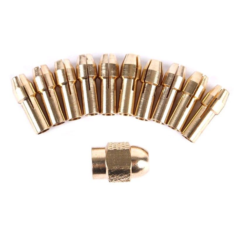 

New 10/11PCS/lot Golden Mini Drill Brass Collet Chuck 0.5-3.2mm Brass And Nut For Dremel Rotary Tool Accessories Set