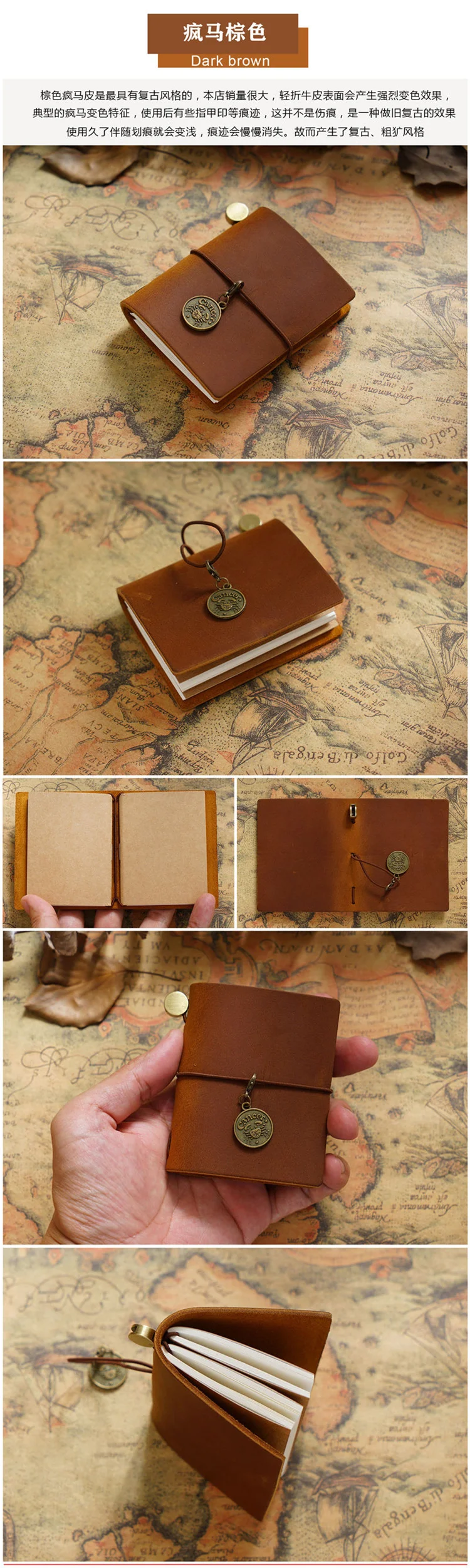 Handgefertigtes Vintage-Reiseheft Mini Edition MINI Loseblatt-Notizbuch Oberschicht Rindsleder Taschentagebuch Buchnotizbuch – Detail 14
