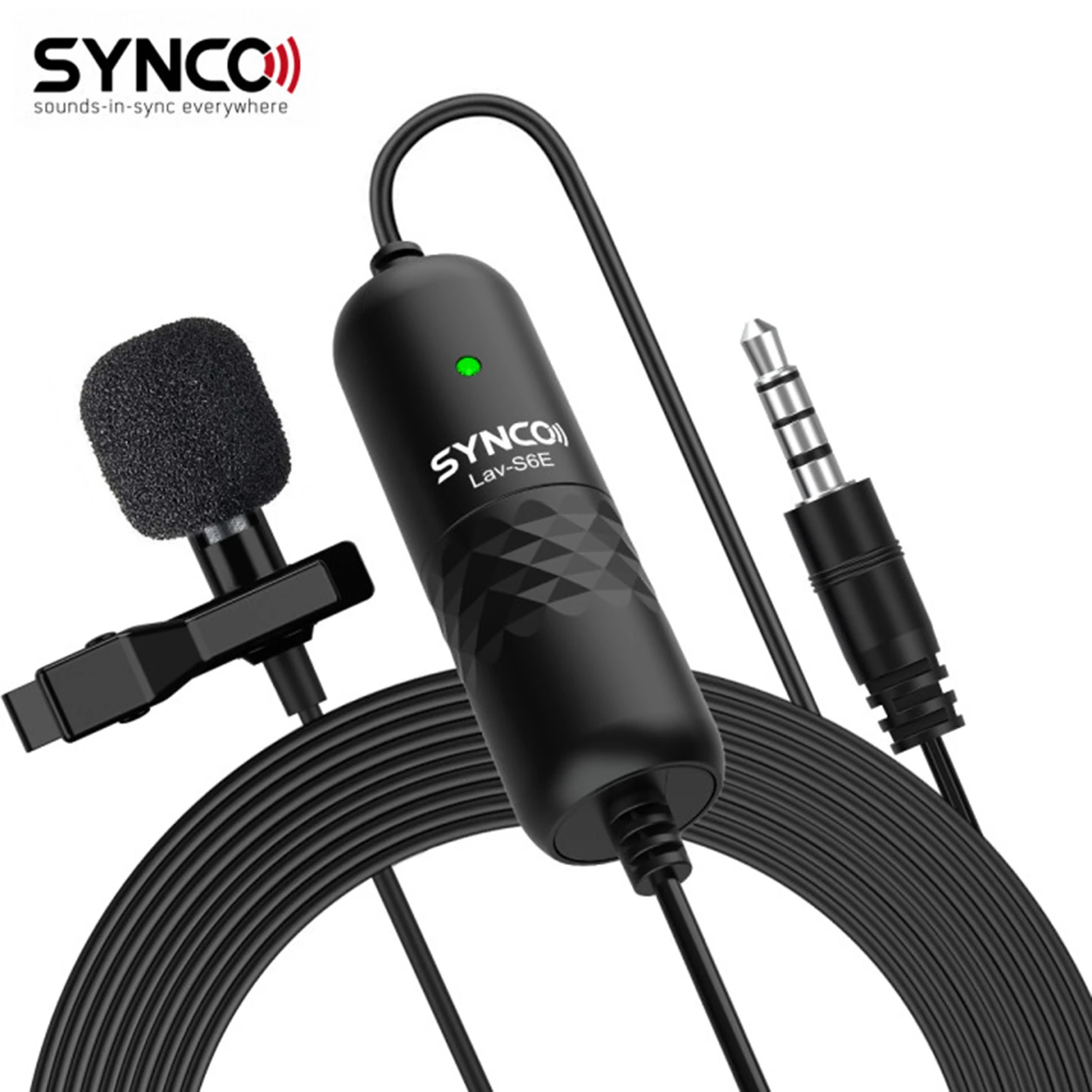 

SYNCO Lav-S6E Lavalier Microphone Clip-on Condenser Lapel Mic Auto-Pairing 6M for DSLR Camera Smartphone PC Recording Vlogging