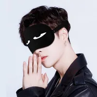 Черная затемняющая маска для глаз с милым выражением для женщин и девочек, мужчин, офис, путешествия, незаменимый подарок, унисекс, забавная мультяшная маска для сна, время сна, маска для глаз — изображение 3