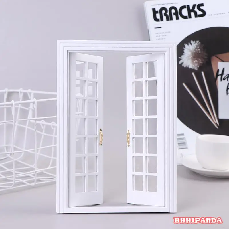 Mini maison de courses l'inventaire blanche pure, 28 grilles, double porte fenêtre pour maison de poupées, salon, cuisine, meubles jouet, 1:12