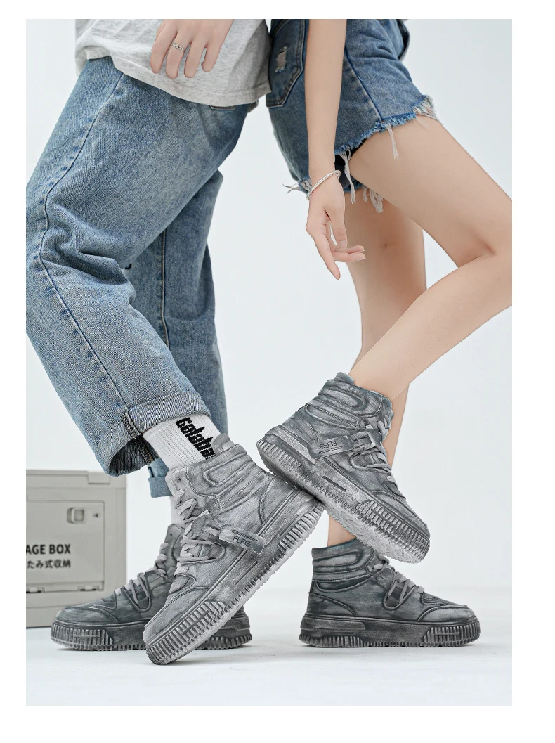 Neue Männer und Frauen Trend Tragen Beständig Zwei-farbe Paare Mode Casual Turnschuhe High Top Skateboard Schuhe Student Stiefel – Detail 14