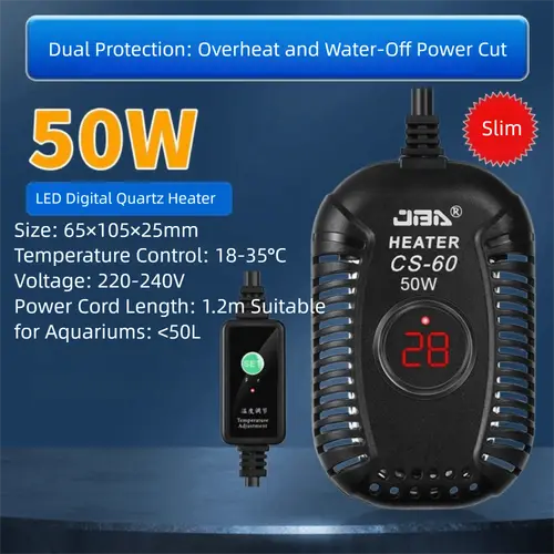 Quartz Glass Aquarium Submersible Heater Ultra Short Low Water Level Fish Tank Heating Rod 25w-150w Adjustable - Image 10
