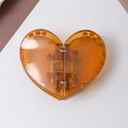 Leopard Print Heart Magnetic Hair Claw Clips - Detachable Vintage Style (Brown)