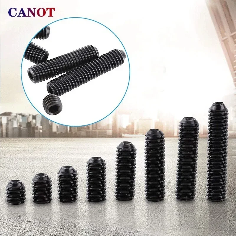 Hexagon socket screw Hex Socket Cup Set Screw M2 M2.5 M3 M4 M5 M6 M8 M10 M12 Black Grade12.9 Carbon Steel Bolts Headless Concave End Grub Screws