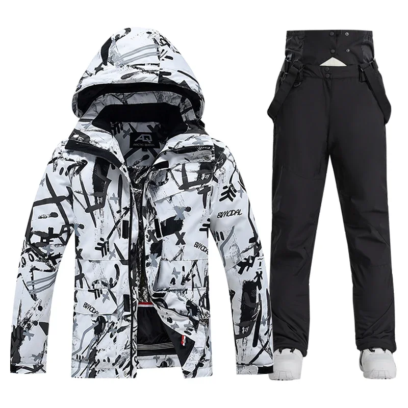 -30 Degree Ski Suit for Men Winter Windproof Waterproof Thick Warm Skiing Jacket and Snow Pants Set Outdoor Male Snowboard Wear