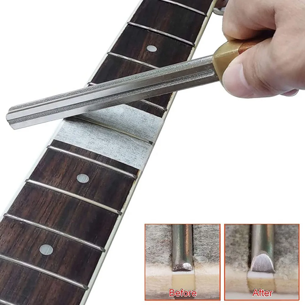 

1-4mm Guitar Fret Crowning File 2mm Slot Wooden Handle Groove Polished Guitar Repair Tool Guitar Accessories