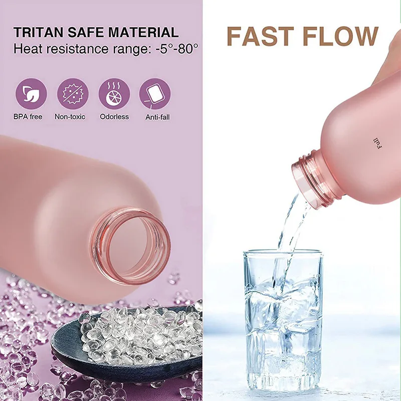 Matte Water Bottle 1000ML Plastic Water Cup with Lid Frosted Drinking Bottle for Girls with Time Marker Tea Drinkware Kitchen