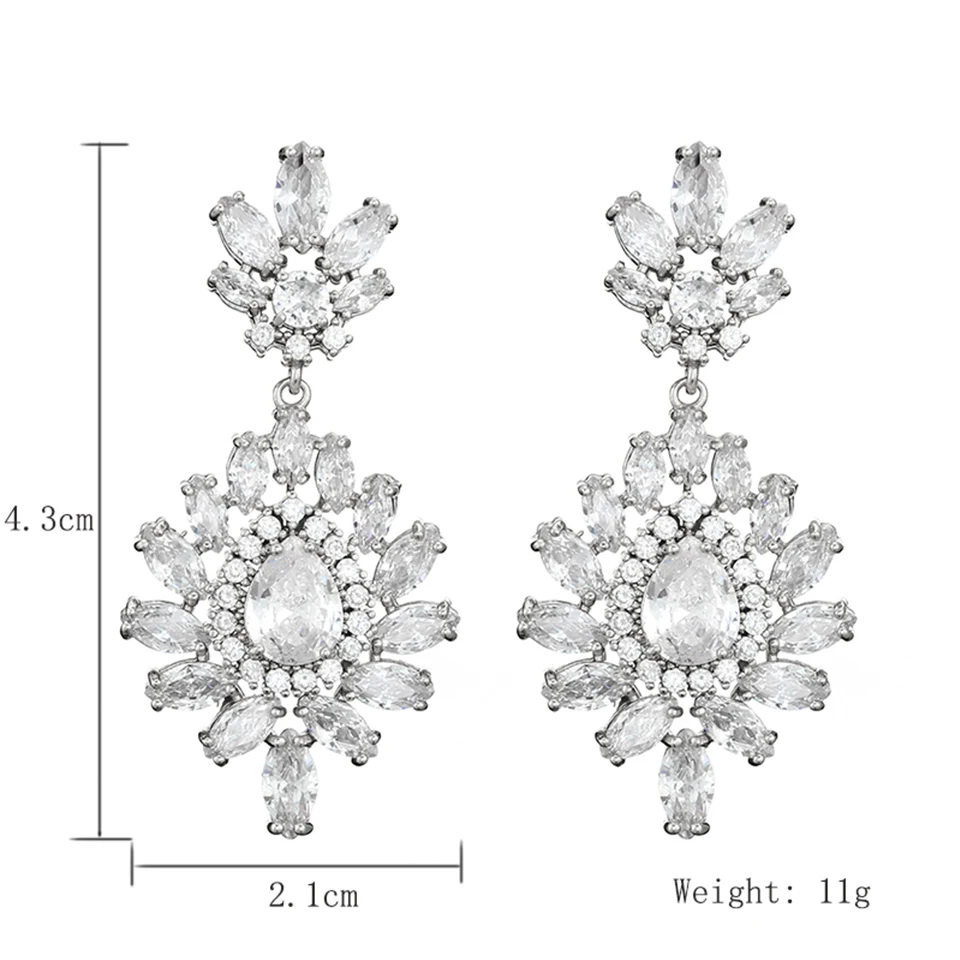 Zakol New Rose Gold Leaf Bridal Drop Earrings With Cubic