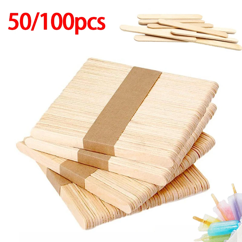 50/100pcs Ice Cream Sticks Wooden Popsicle Sticks Hand Crafts DIY Wooden Decoration BJL003 1