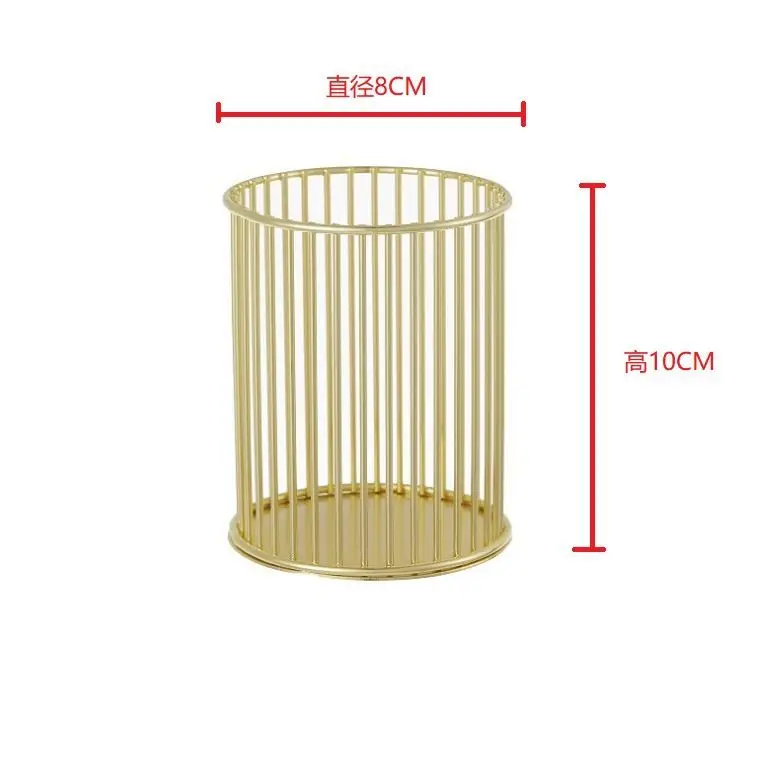 Metal wrought iron pen holder multi-functional desktop storage bucket 4