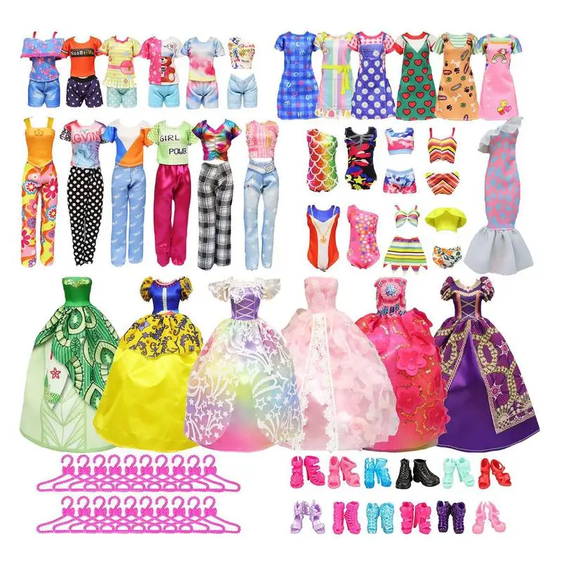 

Play House Doll Clothes 57 Pcs Play House Dolls Clothes Kit Machine Washable Clothes Accessories For Birthday Christmas And