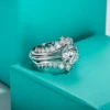 AnuJewel 3CT D Color Moissanite Wedding Bands 18k Gold Plated 925 Sterling Silver Bridal Ring Set For Girls Jewelry Wholesale 2