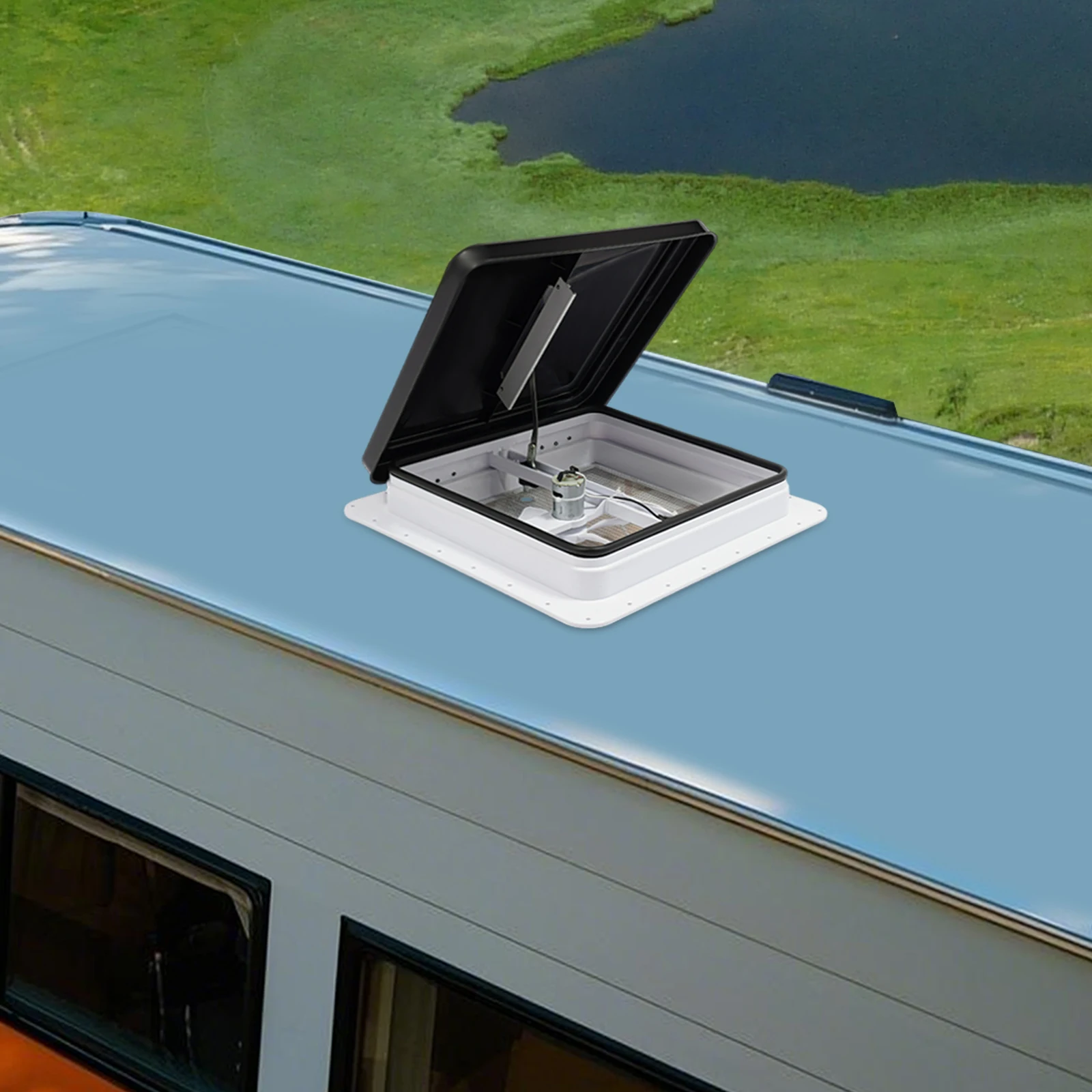 Universelles Oberlicht für Wohnmobile, 35,6 x 35,6 cm, mit Ventilator und Moskito-Bildschirm, wasserdicht, staubdicht, für Wohnmobil, Wohnmobil – Detail 18