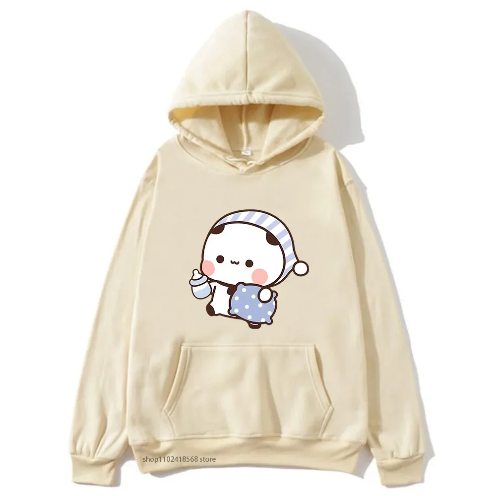 Couple Hoodies Kawaii Cute BuBu Panda Going To Sleep with DuDu Bear Graphic Sweatshirt Men Women Clothes Long Sleeve Pullover