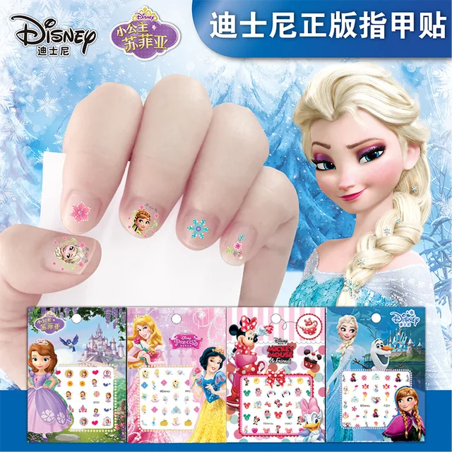 10PCS Kids Happy Birthday Party Favor Princess Frozen Sofia Stitch Nail Stickers Party Gift Souvenir Cute Giveaway 1