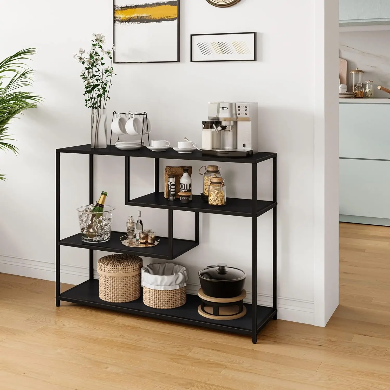 LINSY HOME Console Table 4-Tier Sofa Tables for Entryway Narrow Tables Open Storage Shelves 39.3&rdquo; Console