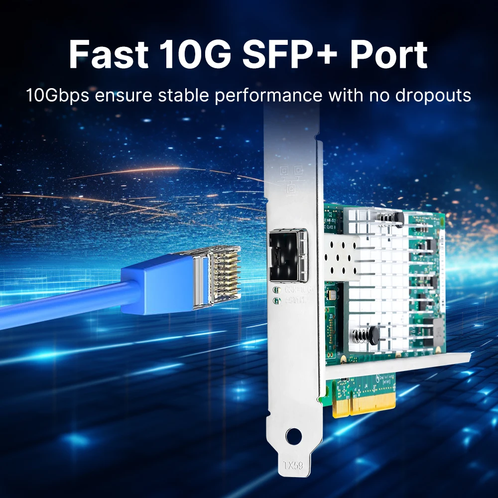 10G PCIE - SFP+ 기가비트 이더넷 카드 (82599 PCIE X8 X520-DA1 SFP+ 직접 연결 10000Mbps 네트워크 카드, 서버용)