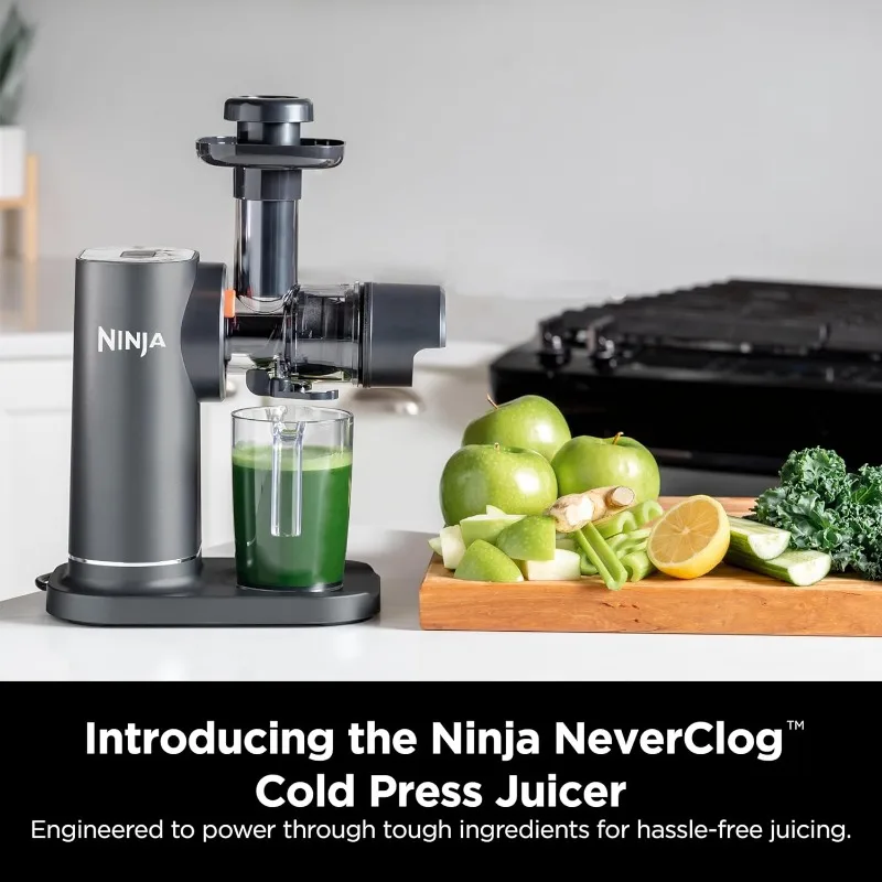 Ninja JC151 NeverClog Cold Press Juicer, Powerful Slow Juicer with Total Pulp Control, Countertop, Electric, 2 Pulp Functions 2