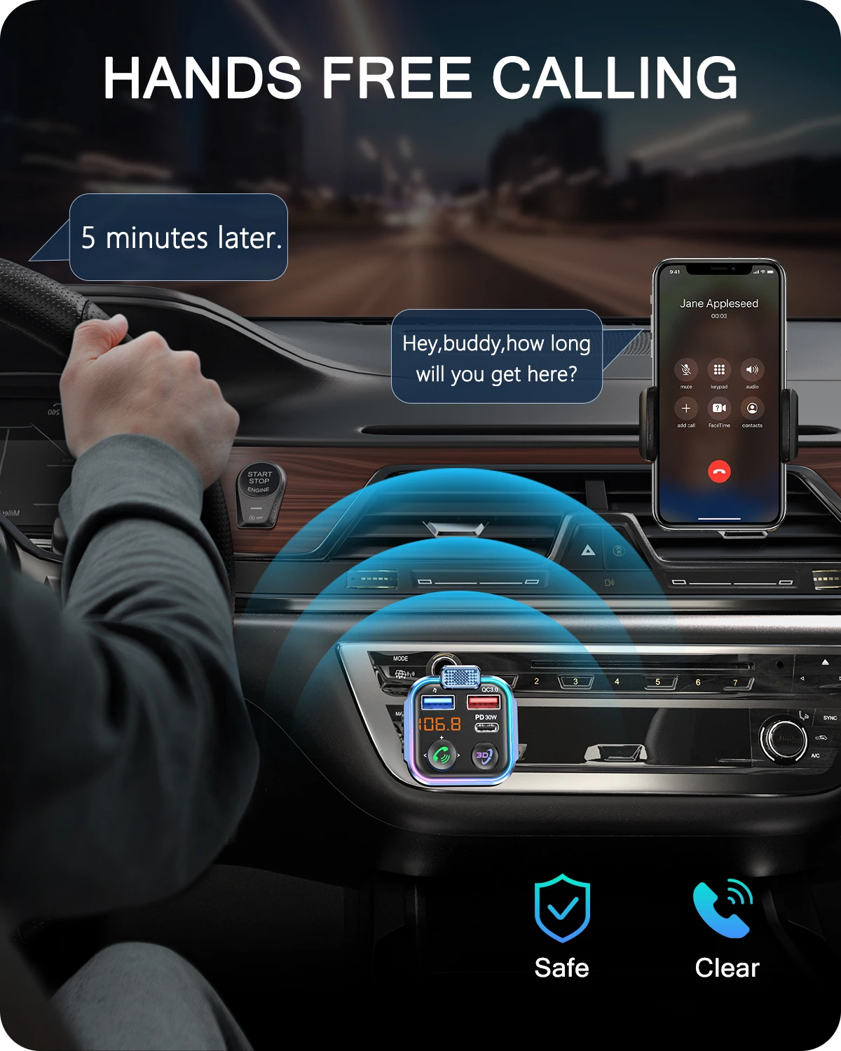 LENCENT Bluetooth 5.3 FM Transmitter with Type C PD 30W & QC3.0 USB Fast Charger Hands-free Supporting USB Memory Stick Adapter BEST SELLERS LENCENT Bluetooth 5.3 FM Transmitter with Type C PD 30W & QC3.0 USB Fast Charger Hands-free Supporting USB Memory Stick Adapter BEST SELLERS