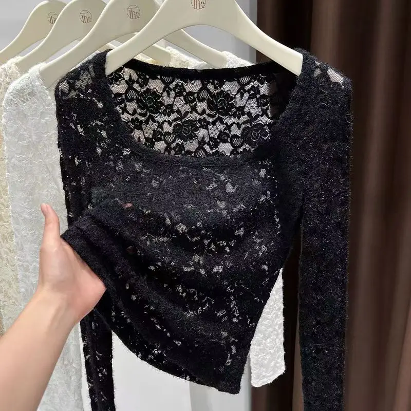 Sexy Women Lace Tops Long Sleeve Inner Wear Mesh See Through Lace Shirt Base 2025 Autumn Winter Top Vintage White Bottom Blouse - AliExpress 200000345 Sexy Women Lace Tops Long Sleeve Inner Wear Mesh See Through Lace Shirt Base 2025 Autumn Winter Top Vintage White Bottom Blouse - AliExpress 200000345