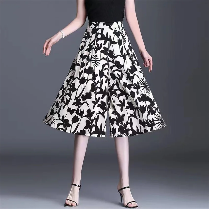

Gowyimmes 2023 Summer Big Size Women Loose Chiffon Shorts Slim Lady High Waist Thin Skirt Shorts Girl Shorts Outwear Hot PD1526