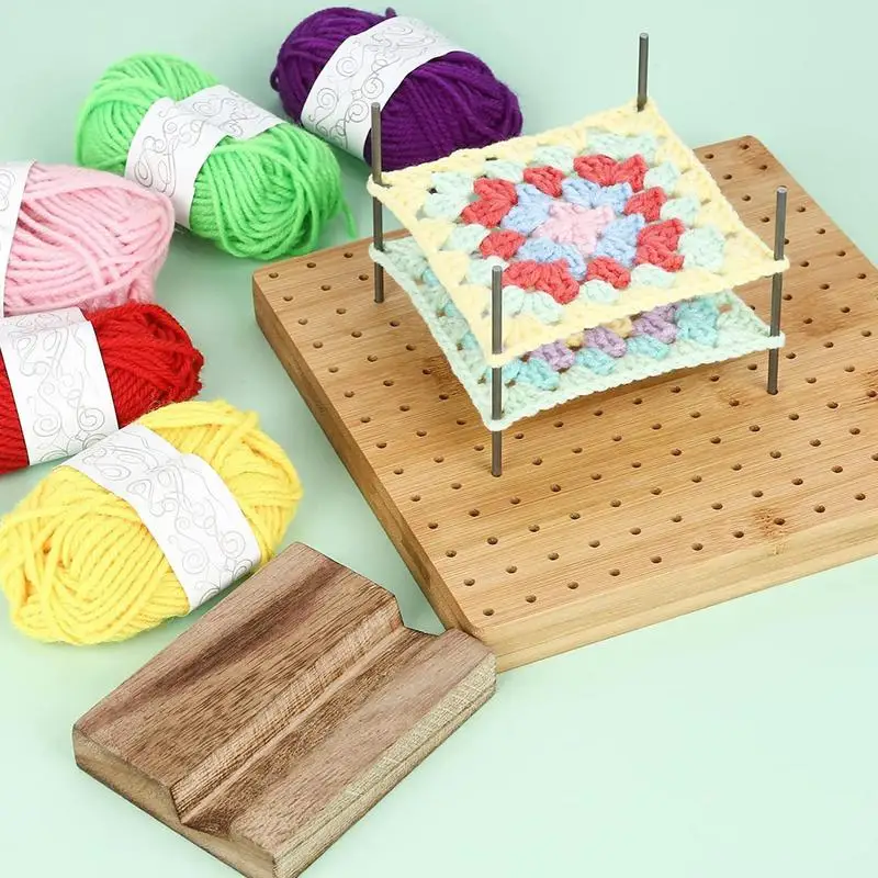 Wooden Blocking Board Kit 7.7in Crochet Blocking Board with 10 Steel Rod  Pin 5 Needles Granny Square Board for Beginner Knitting - AliExpress