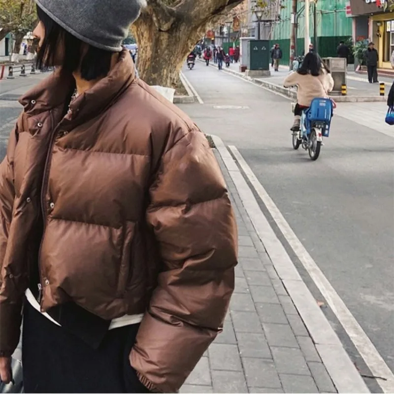 2023 Loose Casual Standing Collar Parka Short Women's Fashion Thickened Jacket Women's Elegant Solid Color Winter Jacket Women