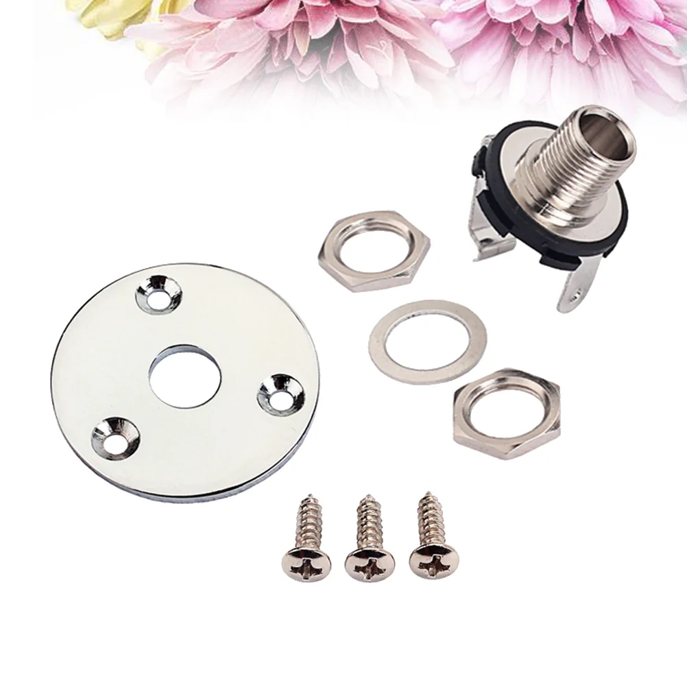 

Guitar Jack Plate 1/ 4 Inch Guitar Jack Plug Socket Round Output Input Pickup Jack Socket with Screws for Electric Guitar Bass