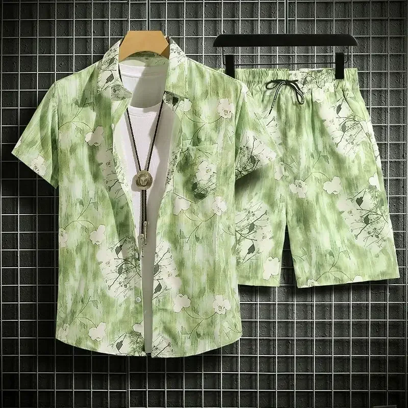 thumbnail image 1 of Conjuntos para hombre, camisetas de playa con estampado gráfico, ropa barata, camisetas, pantalones cortos, trajes para hombre, estilo coreano, novedad esencial a juego, 1 of 4