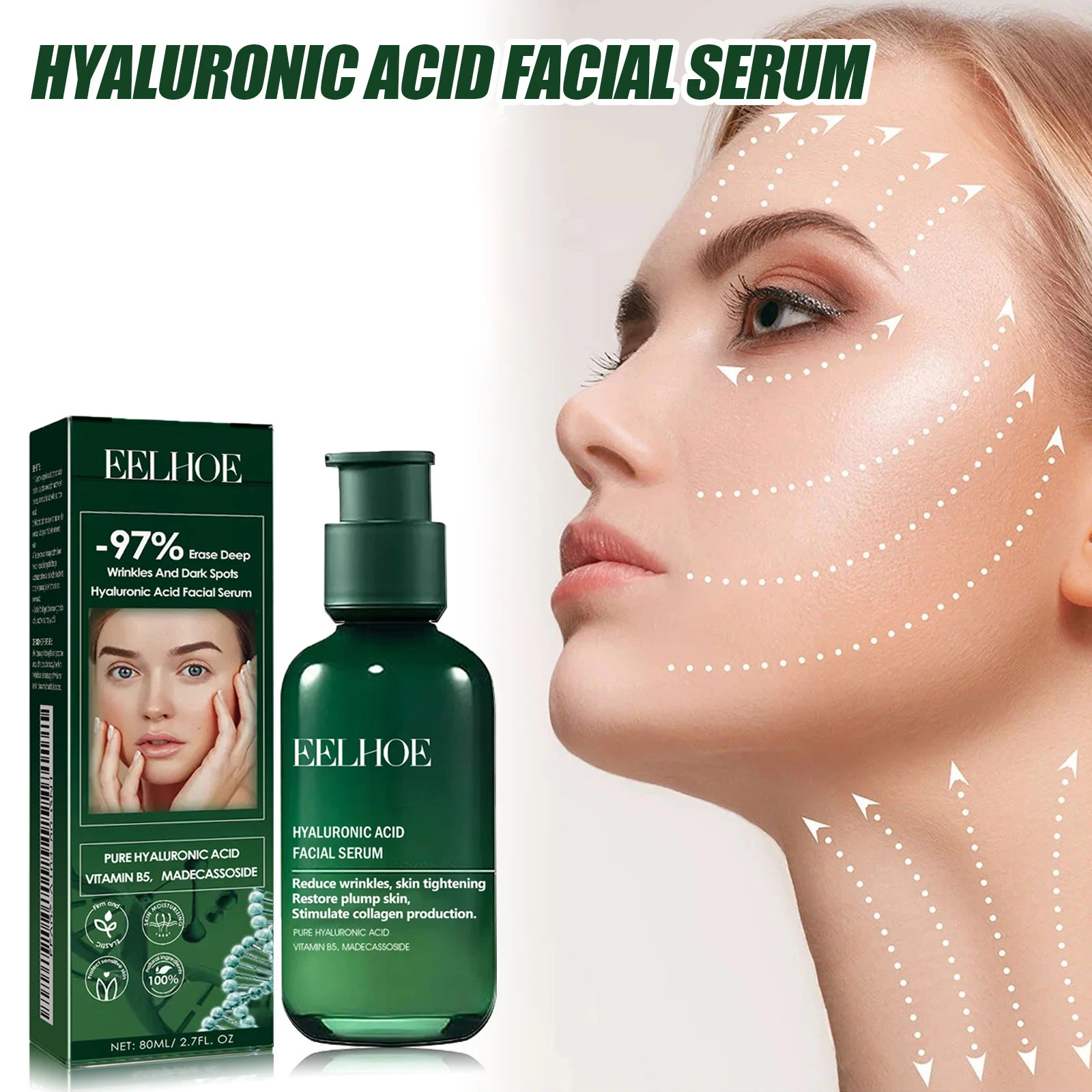 Pure Hyaluronic Acid Serum Wrinkle Remover Fade Fine Lines Dark Spots Shrink Pores Firming W-hitening Facial Rejuvenates Essence 3