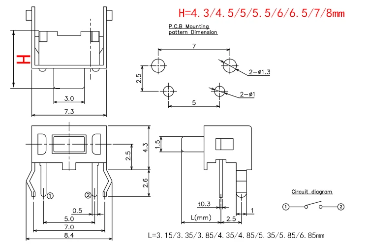 40PCS 순간 택트 스위치 12V 푸시 버튼 촉각 스위치 3x6x4.3/4.5/5/5.5/6/6.5/7/8mm 260GF