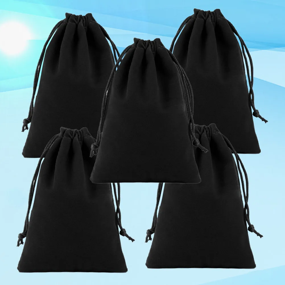 5Pcs 플란넬 드로스트링 가방 블랙 20x25cm 전기 헤어 드라이어 파우치 다목적 린트 보관 주최자 선물 린트 드로스트링 가방