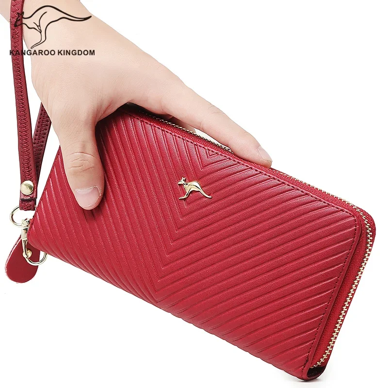 KANGAROO KINGDOM fashion women wallets split leather long clutch wallet lady brand leather purse