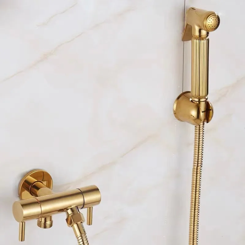 Toilet Bidet Faucet Bathroom Bidet Mixer Tap Gold Brass Bath Shower