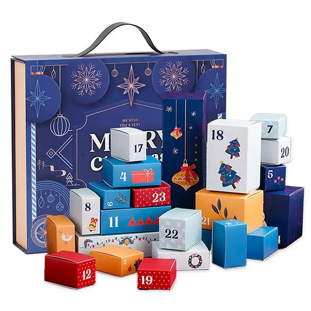24pcs 2024 Christmas Advent Calendar 24 Days Countdown Calendar Gift Box Fillable Empty Cardboard Number Boxes For Kids Adults 2