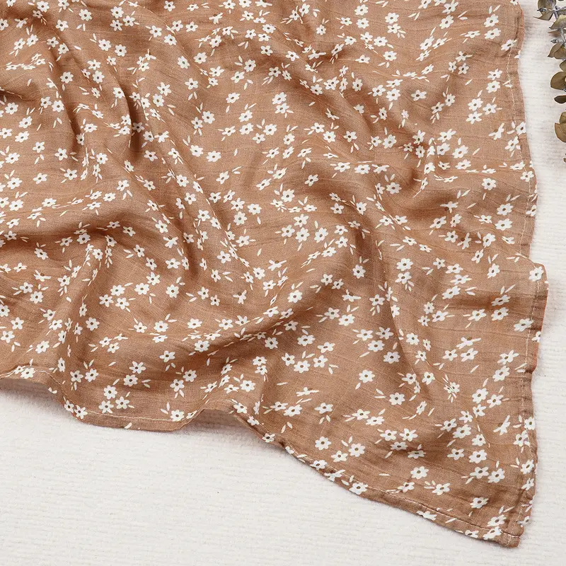 Elinfant Cute Soft Print Baby Towel Wrap 120x110cm Bamboo Cotton Baby Muslin Swaddle Blanket - Image 23