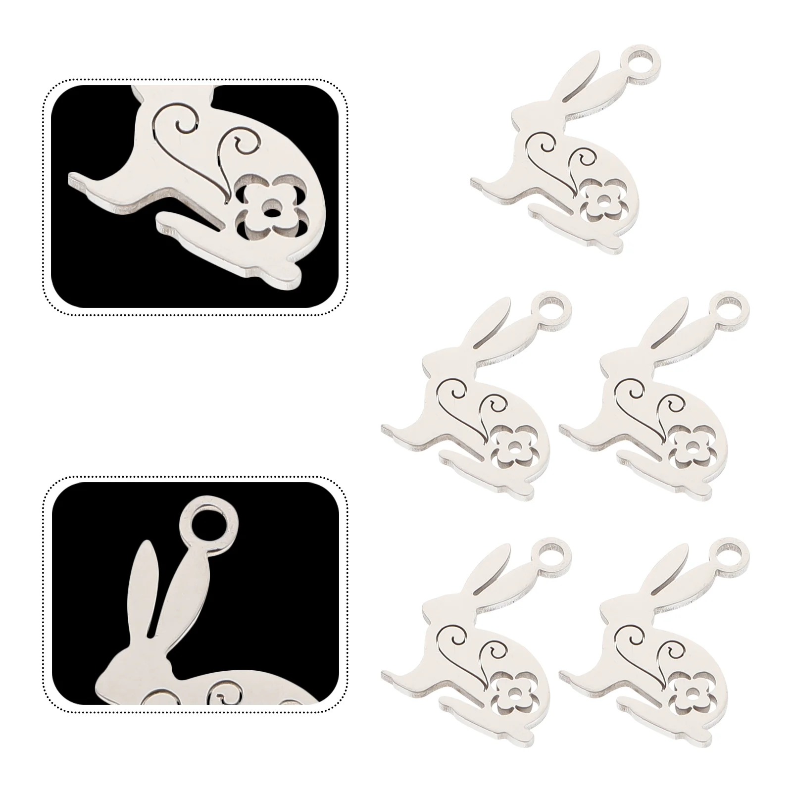 

10 Pcs Charm Titanium Steel Rabbit Pendant Jewlery Stainless Jewelry Embellishments for DIY