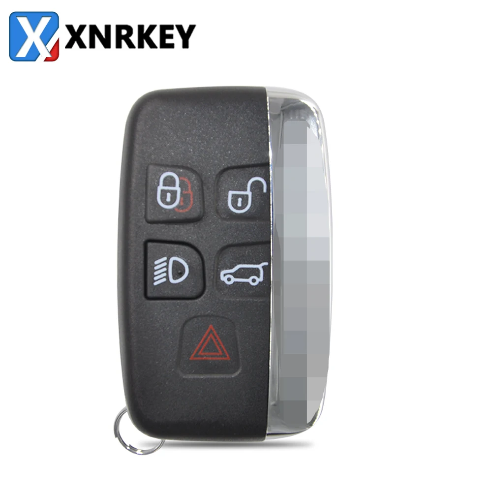 XNRKEY 5 Button Remote Car Key Shell Case for Land Rover Range Rover Evoque Sport LR4 Jaguar with Word Replace Card Cover