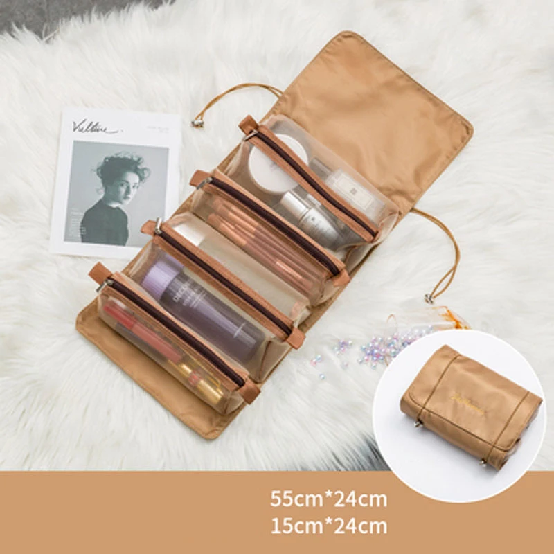 Makeup Bags Detachable 4Pcs in 1 Portable Cosmetic Bag Travel Folding Separable Toiletry Storage Bag Organizer Make Up Pouch New 4