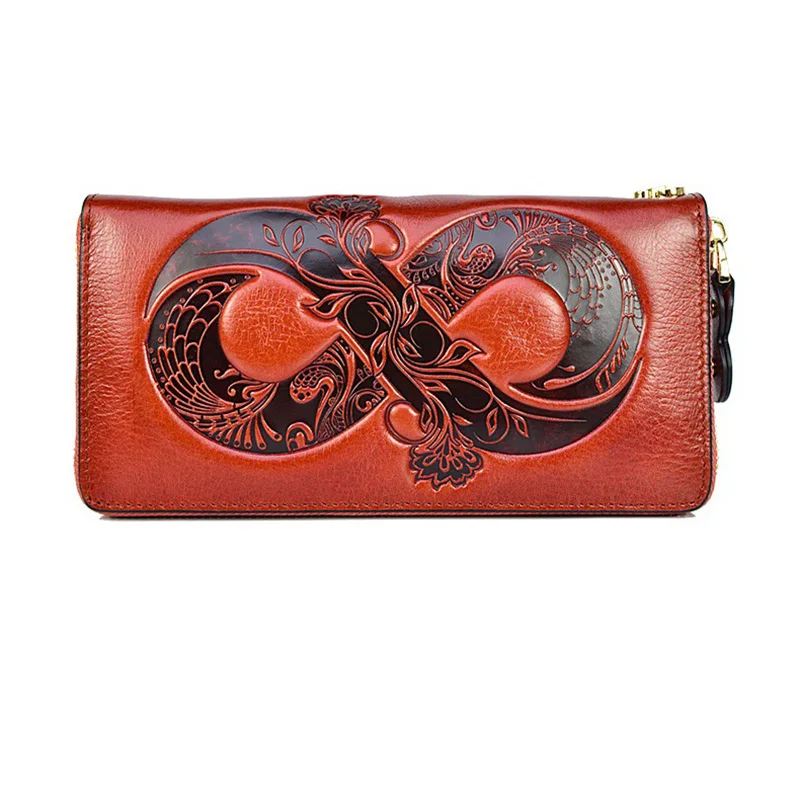 2025 New Genuine Leather Wallet Bag Long Real Cow Leather Purse Women First Layer Cowhide Card Holder Clutch for Cell Phone 5