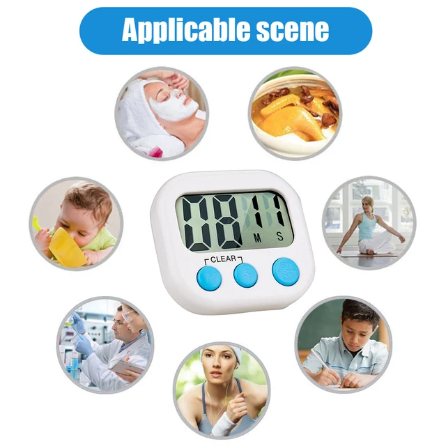 Mini Digital Kitchen Timer Big Digits Loud Alarm Magnetic Backing Stand with Large LCD Display for Cooking Baking Sports Games - Image 3