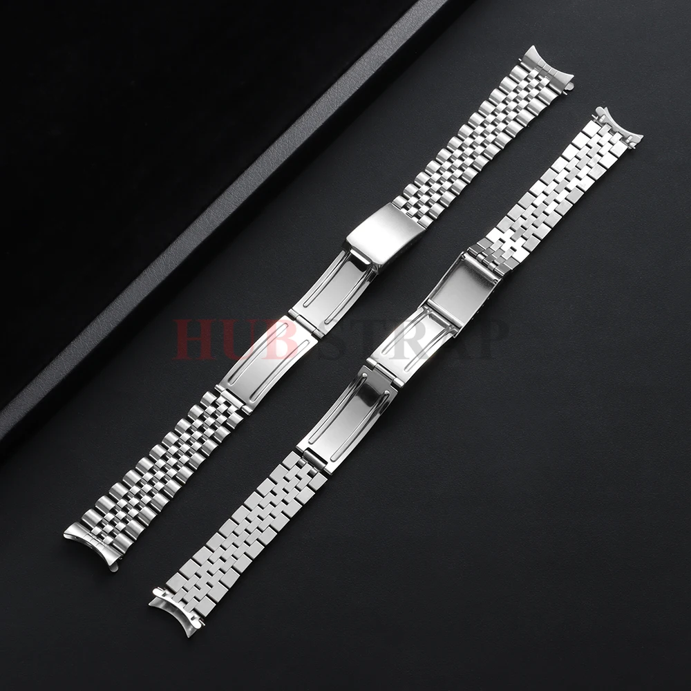 Elegant Solid Stainless Steel Watch Band - Sport & Business Bracelet with Curve End