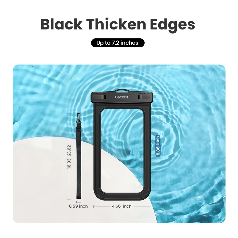 Ugreen Custodia Stagna Per Cellulare IPX8 - Protezione Antiurto Per Smartphone - Nera (Modello 60959)