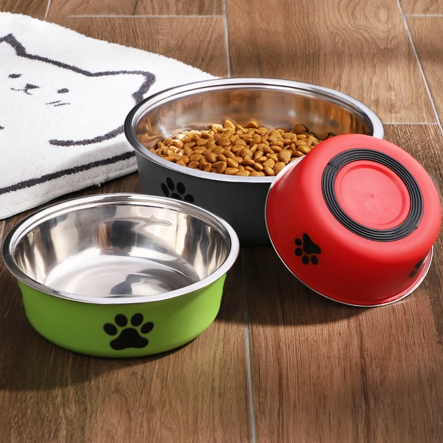 Dog Water Bowl with Non-Slip Rubber Base And Cats And Dogs Drinking Water Feeding Pet Bowl Stainless Steel Pet Feeders Pets Dogs 2