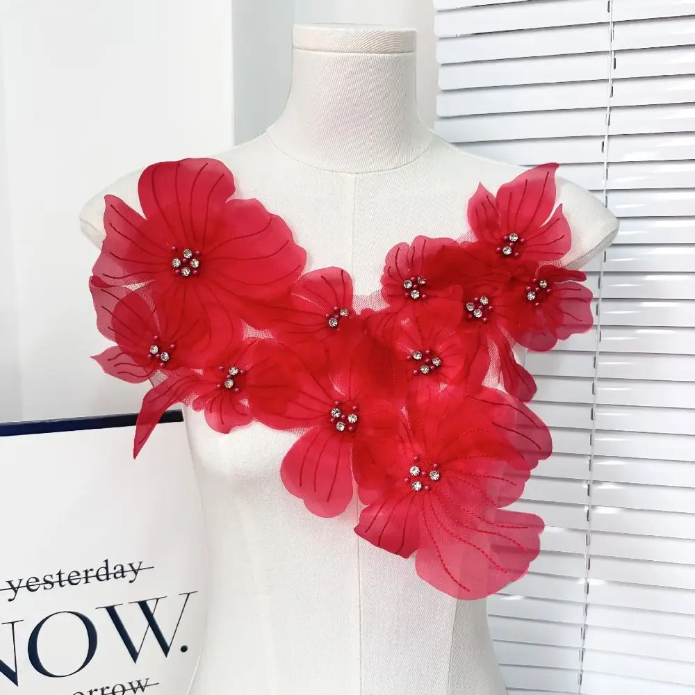 Mesh Flowers Cloth Patch Lace Flowers Hand-embroidered Cloth Decoration Patch DIY Clothing Accessories Lace Embroidered Patch