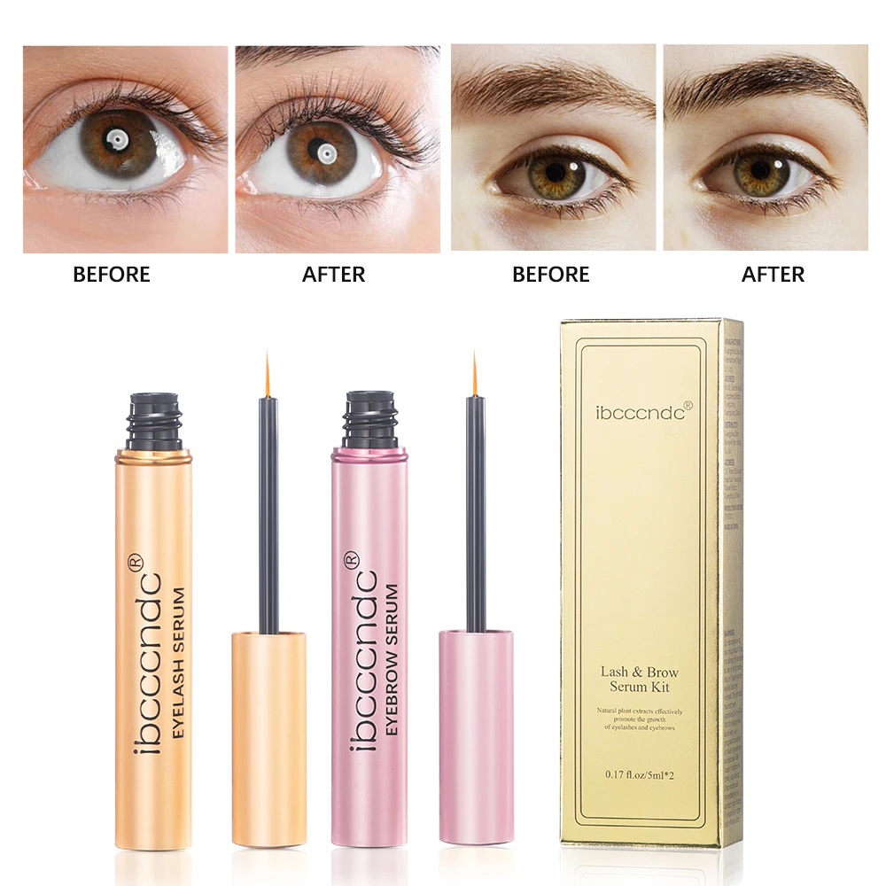 

2pcs/set Eyebrow and Eyelash Growth Serum Mascara Grow Longer Fuller Thicken Eyelashes Agent Eyebrows Treatment Hair Enhancer